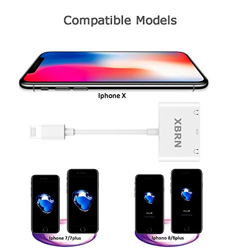 XBRN 3 in 1 Phone Headphone Adapter, 3.5 mm Headphone Jack Adapter Dual Aux Audio and Charge Splitter Cable Connector Compatible iPX/8/8 Plus/7/7 Plus - Thumbnail 3