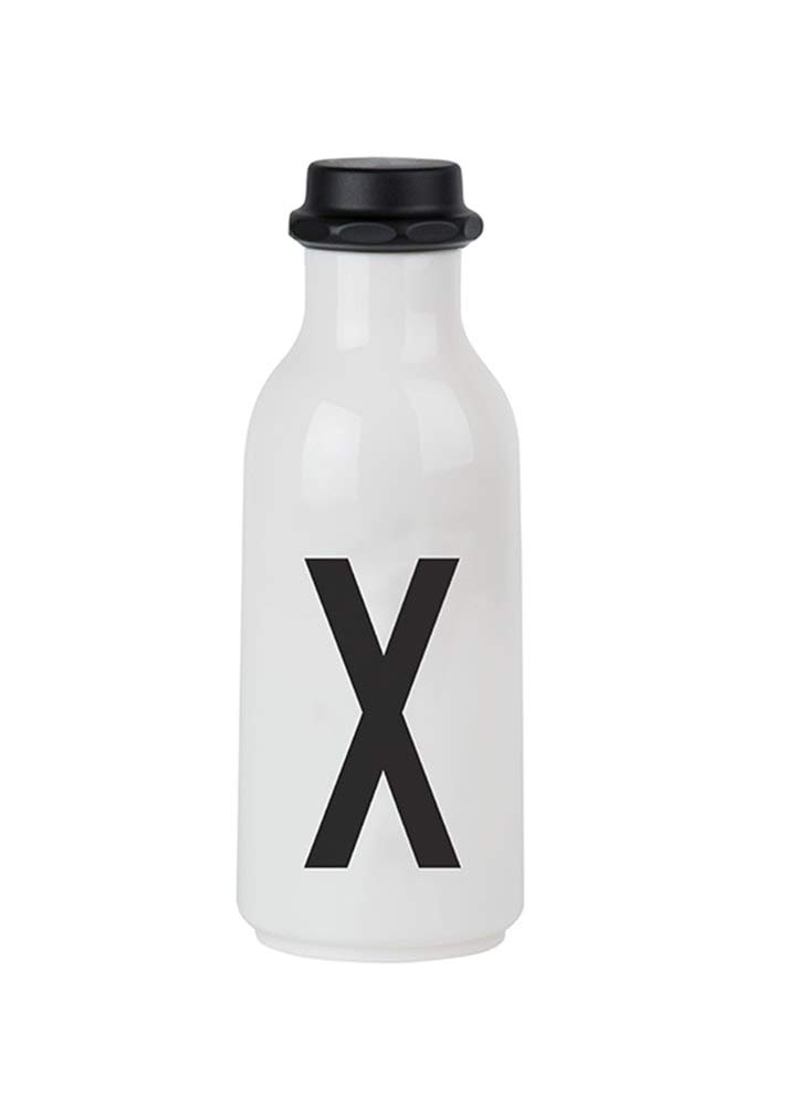 Design Letters Personal Tritan Water Bottle (X) - 500ml BPA-free and BPS-free Leak-proof Tritan Drinking Bottle in Nordic Design for Adult, Kids, Outdoor, Office, Sports, School, Available from A-Z