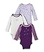 Lamaze Organic Baby Baby Girls' Infant Long Sleeve Cotton Bodysuit, Snap Closure, Purple and White Birds, 6 Months
