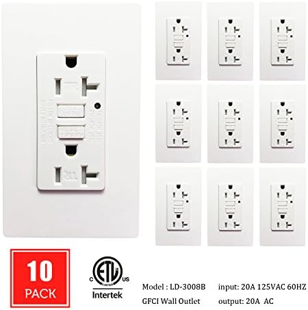 [10 Pack] SECKATECH 20 Amp 125 Volt Tamper-Resistant GFCI Wall Outlet Receptacle with 20 Free Wall Plates. The Product Details in the Description--ETL Listed,White