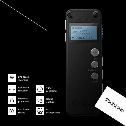 16G Digital Voice Recorder, Tschisen Audio Recorder with Playback