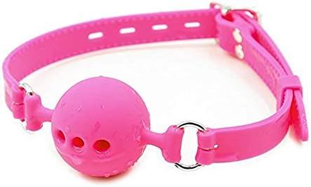 LIUHUAF Silicone Mouth Ball with Jacquard Ribbon Men Woman Leather Paly Buckle Belt Ball Gag