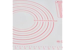 Silicone Pastry Mat with Measurement Guide, Non-Stick Baking Mat with Circle Guides and Temperature Conversion Chart, Red
