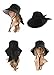 Ls Lady Womens Summer Flap Cover Cap Cotton Anti-UV UPF 50+ Sun Shade Hat With Bow. Adjustable Hat With Wind belt (One Size, Black)