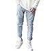 Just No Logo Men's Slim Fit Light Blue Ripped Jeans Destroyed Denim(32W,Light Blue)