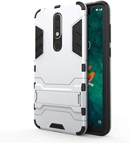 XINKO Nokia 7.1 Case, PC TPU 2 in 1 Ultra Silm Cover [Slim-Fit] [Anti-Scratch] [Shock Absorption] [Durable] for Nokia 7.1 - Silver