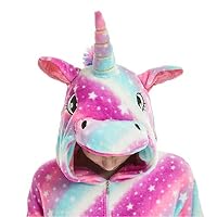 Kids Unisex Cosplay Pajamas Onesie Unicorn Costume (A-Purple Sky Unicorn, 140# Height(51-56 inch))