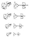 ORAZIO 8 Pairs Stainless Steel Stud Earrings For Mens Womens Clear Square Cubic Zirconia Inlaid, 3mm-6mm