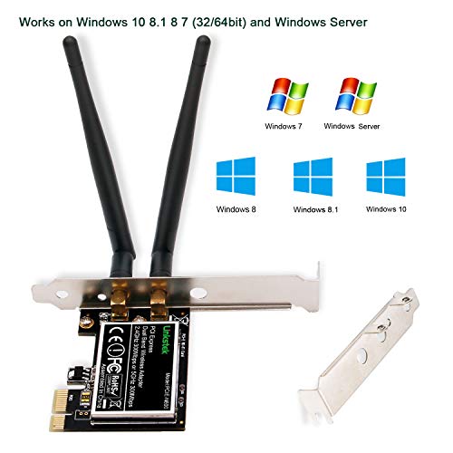 LinksTek Wireless N 600Mbps (2.4GHz 300Mbps and 5GHz 300Mbps) PCI-E Wi-Fi Adapter-PCIE Wi-Fi Card-Wireless Network Adapter for Windows 10 8.1 8 7 XP and Windows Server (32/64bit) PCs (PCIE-N600) - Thumbnail 2
