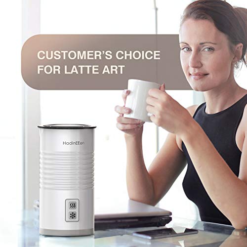 HadinEEon Milk Frother, Electric Hot Cold Milk Steamer, Soft Foam Maker