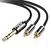 J&D 6.35 mm to 2RCA Cable, Gold-Plated [Copper Shell] [Heavy Duty] 6.35mm 1/4'' Male TRS to 2 RCA Male Stereo Audio Y Splitter Cable - 3 Feet