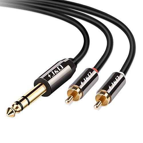 J&D 6.35 mm to 2RCA Cable, Gold-Plated [Copper Shell] [Heavy Duty] 6.35mm 1/4'' Male TRS to 2 RCA Male Stereo Audio Y Splitter Cable - 3 Feet
