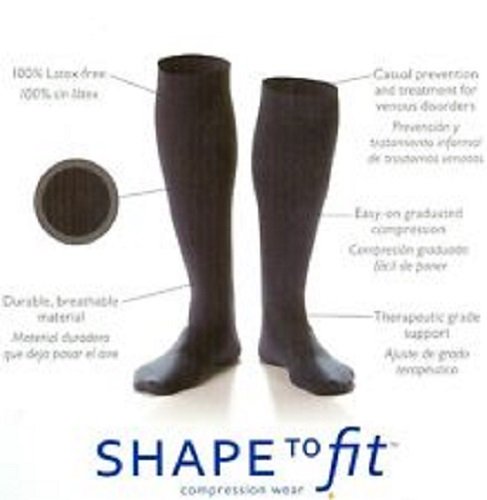 Dr. Comfort Shape to Fit Compression Socks for Men Large BLACK 20-30mmHg