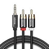 RCA Audio Cable Tuwejia Super HD 3.5mm AUX to 2RCA 6Feet Y Splitter Stereo Audio Cable Male Type OFC Conductor Dual Shielding Gold Plated High-End Metal Shell (6Feet)