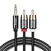 RCA Audio Cable Tuwejia Super HD 3.5mm AUX to 2RCA 6Feet Y Splitter Stereo Audio Cable Male Type OFC Conductor Dual Shielding Gold Plated High-End Metal Shell (6Feet)