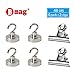 BMAG Magnetic Hooks, Heavy Duty 48 LB Powerful Neodymium Rare Earth Magnet Hanging Hook Set, Multi Use for Indoor/Outdoor Hanging, with 2 Magnetic Clips, (4 PCS, Dia 0.98