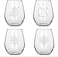 SET OF 4 -Stemless Boat Wine Glasses-Nautical Themed, Plastic, 16oz, Pool Wine Glasses, Shatter Proof Drinking Glasses for Wine or Cocktails