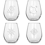 SET OF 4 -Stemless Boat Wine Glasses-Nautical Themed, Plastic, 16oz, Pool Wine Glasses, Shatter Proof Drinking Glasses for Wi