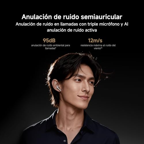 Buds 6, Auriculares Inalámbricos Verdaderos, Cancelación de Ruido con 3 Micrófonos, Harman AudioEFX, Circuito Magnético Triple, 35 h de Reproducción, App, IP54, Negro