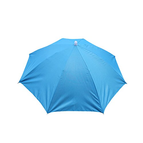 Nadition Umbrella Hat Clearance ♥ Elastic Band Fishing Sun Rain Headwear Umbrella Hat Camping Cap (Sky Blue)
