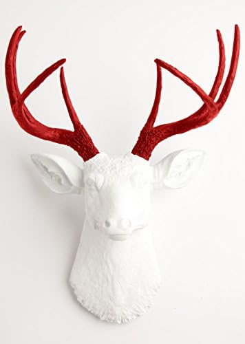 White Faux Taxidermy The Templeton White Faux Deer Wall Sculpture (White/Red)