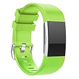 For Fitbit Charge 2 Bands, FreshZone Accessories Replacement Silicone Watch Band Wristband for Fitbit Charge 2 (No Tracker) (Green 1)