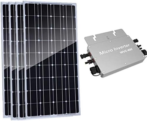 Auecoor 400w単結晶ソーラーパネルキット 4 100w 600w防水 Grid Tie インバータ 太陽光発電パネル 高変換効率 防水 キャビン ソーラー充電器 当店は最高な サービスを提供します 屋外照明 送料無料 車中泊 ボート テント 停電 Rv Mc4接続 アウトドア