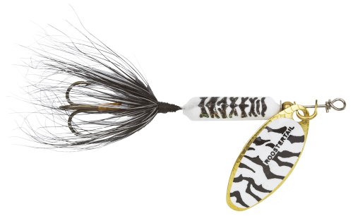 Yakima Bait Wordens Original Rooster Tail Spinner Lure, White Black Tiger, 1/4-Ounce