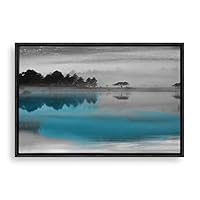 Framed Canvas Wall Art Black and White Scenery Canvas Prints Home Artwork Decoration for Living Room,Bedroom - 16x24 inches
