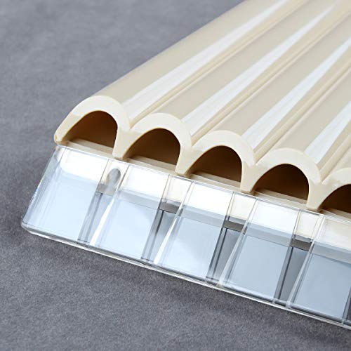 New Arrival 16 Pipes Pan Flute Pan Pipe G Key ABS Plastic Traditional Woodwind Musical Instrument for Beginner and Musical Lover (16 Pipes, ice white)