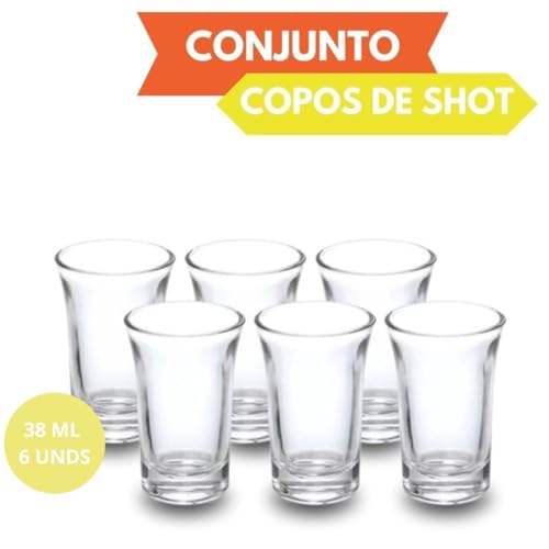 Kit 6 Copos de Vidro Shot 50ml Premium – Dose Cachaça, Tequila, Vodka – Copo Resistente FBK Qualidade