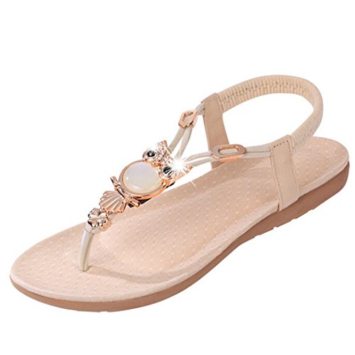 Tsmile ღwomen Sandals❀Ladies Summer Rhinestone Owl Sweet Sandals Fashion Clip Toe Sandals Beach Shoes