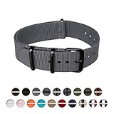 Archer Watch Straps | Nylon NATO Straps | Choice of Color and Size (Black Hardware, Gray, 22mm)