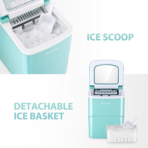 Portable Ice Maker, iSiLER Counter Top Ice Maker Machine Makes 26.4 lbs of Ice per 24 hours, 9 Ice Cubes ready in 7 Minutes, X L Ice Cubes Size Electric Ice Maker with Ice Scoop and 1.5 lb Ice Storage