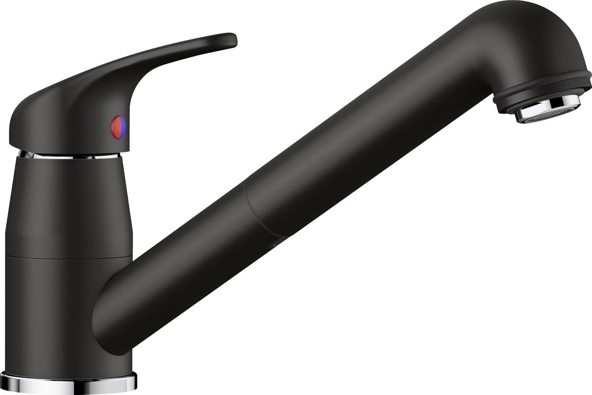 BLANCO DARAS-S | Kitchen Mixer tap in silgranit Black | High-Pressure | with Pull-Out Hose | Non-Return Valve | Ceramic Cartridge | Assured Water Quality & Water-Saving | [5.5x25.8x16 cm]