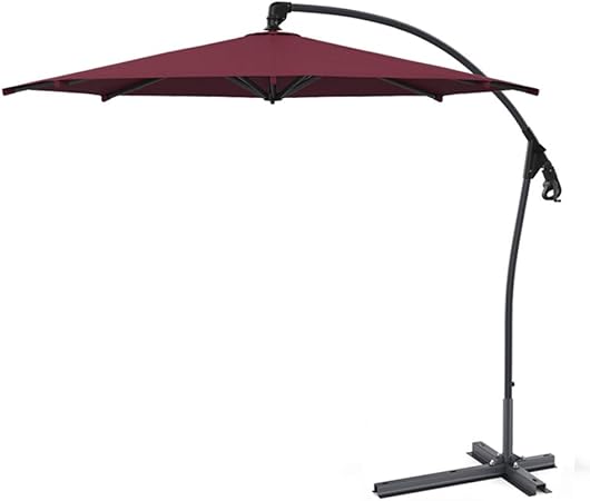 Amazon Com Patio Umbrella 360 Rotation 10ft Aluminum Cantilever Parasol Lifting Crank Cross Base Outdoor Terrace Patio Balcony Garden Outdoor