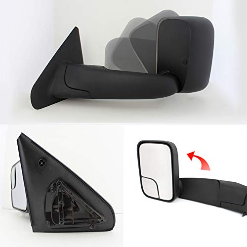 For 0208 Dodge Ram Pickup Truck Extendable Towing Manual Mirrors Driver Left Side Replacement