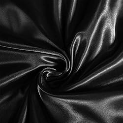 AiMay 6 Piece Satin Bedding Sheet Set Queen Black