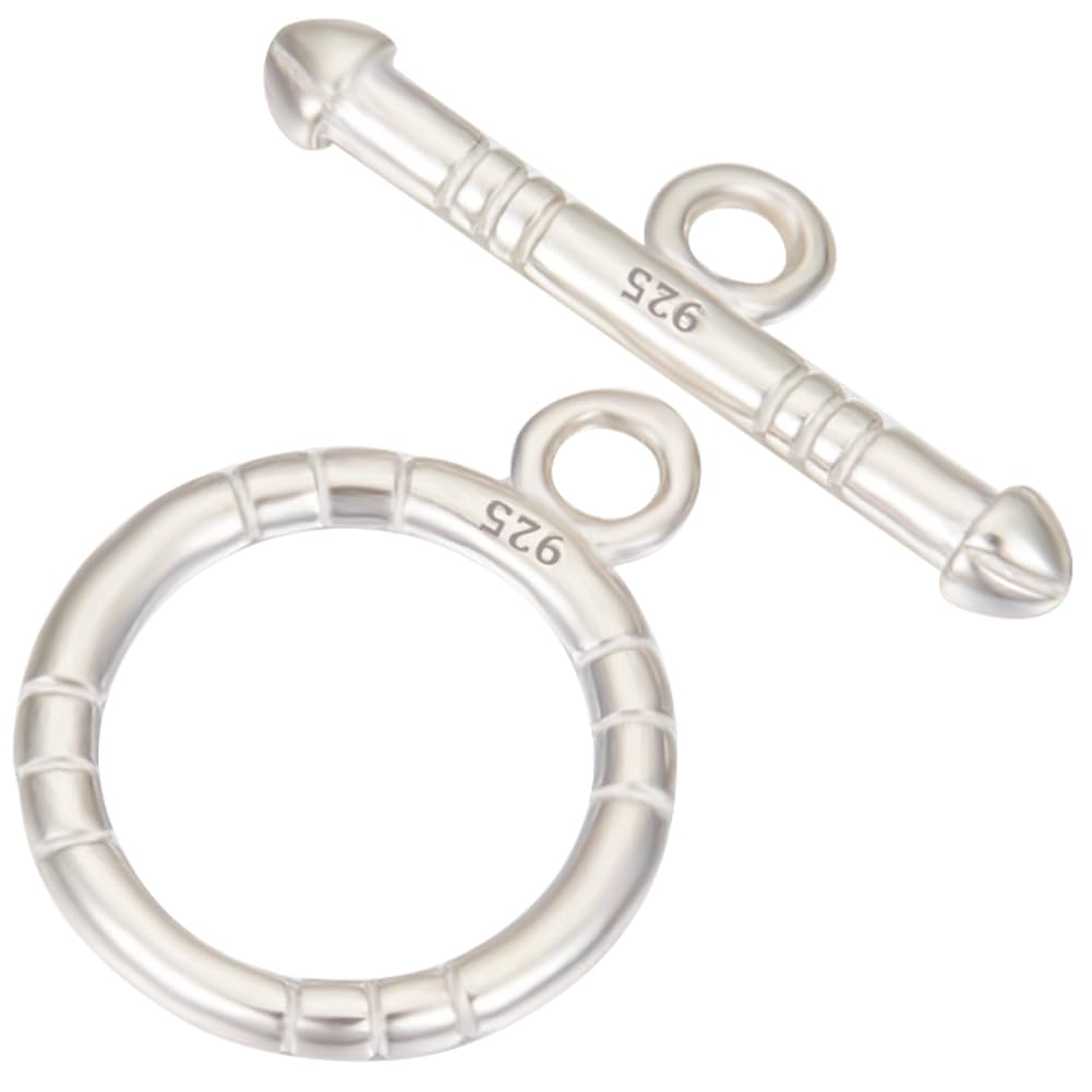 Beebeecraft 2 Sets 925 Sterling Silver Toggle Clasps 0.45x0.67 Inch Small Round T Bar OT Clasps Fasteners Connectors for Jewellery Making Necklace Bracelet DIY Craft (Hole: 1.5mm)