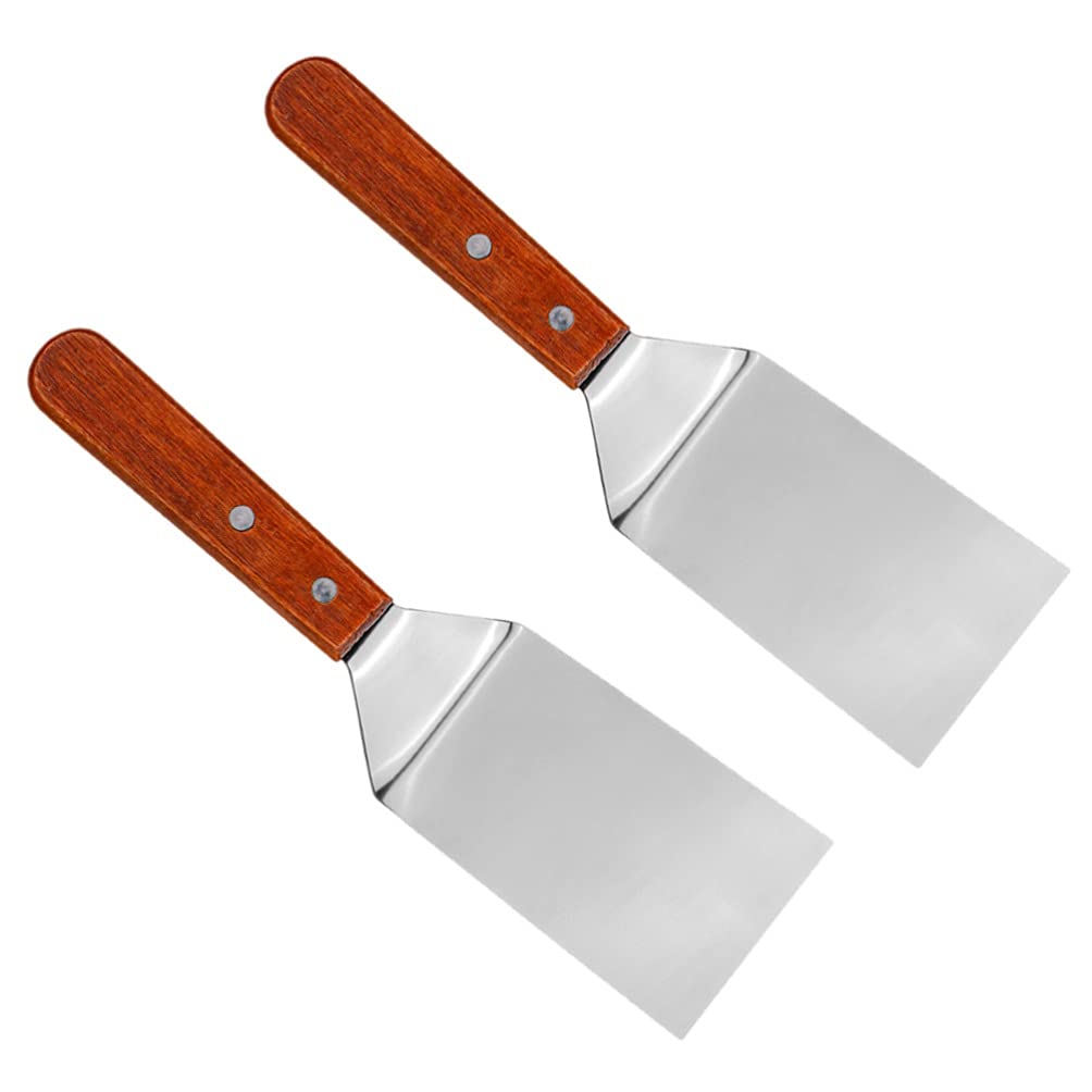 Hemoton 2pcs Kitchen Stainless Steel Steak Spatulas Home Pizza Shovels