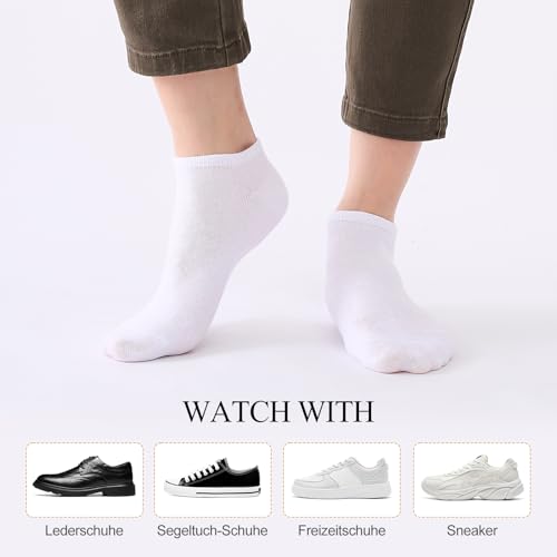 Niorasen Sneaker Socks Men Women 39-42 43-46, 10/20 Pairs Cotton Short Trainer Socks Half Socks, Black, White, Grey, 35-38, 47-50