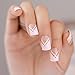 Bling Art False Nails French Fake White Lines Squoval 24 Acrylic Medium Tips