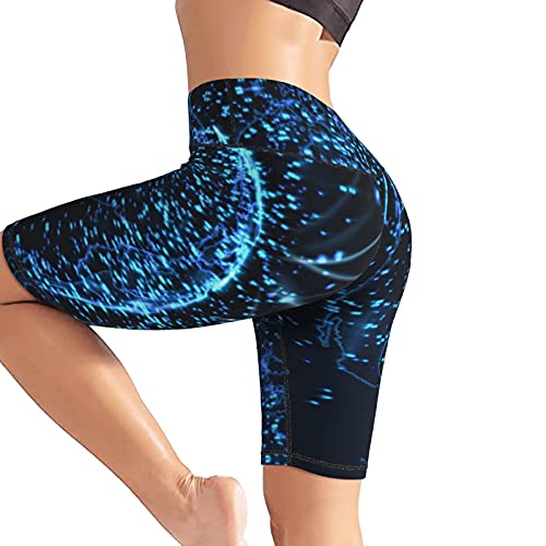 Inaayayi Hoge Taille Yoga Shorts Blauw Digitale Aarde Technologie Sociale Vrouwen Bike Shorts Tummy Control Fitness… - Image 6