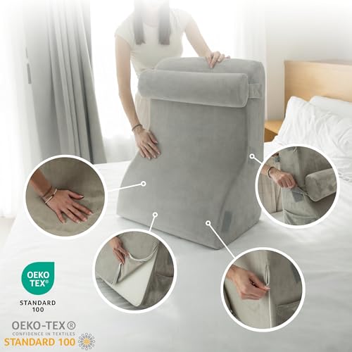 RELIVY - Bed Back Cushion and Reading Pillow | Anti-Reflux Wedge Pillow Adults Ergonomic - Sofa Back Cushion with Washable Cover and Neck Support
