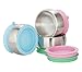Avanchy Baby Bowls with Suction and Storage Lids Set. Babies Kids Toddler Boys Girl First Food Feeding. Fits Feeding High Chair Table. Stainless Steel, Blue