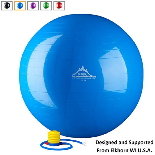 Black Mountain Products Static Strength Exercise Stability Ball with Pump, 2000 lb/55cm, Blue - Thumbnail 2