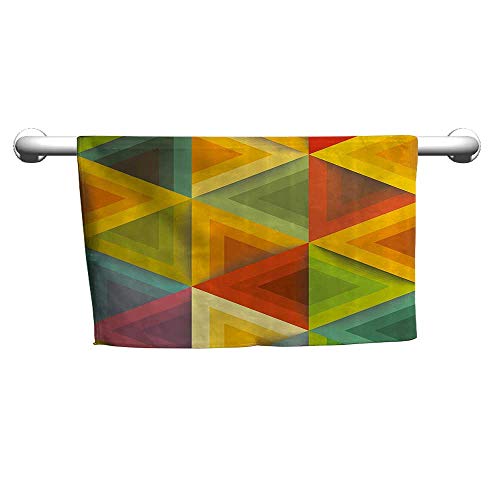warmfamily Geometric Beach and Pool House TowelGraphic Triangles in Warm Color Tones Vintage Style Tile Pattern Artwork PrintW8 x L23 Multicolor