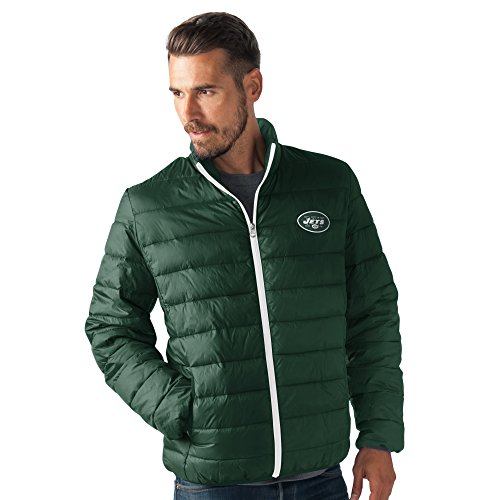 NFL New York Jets Men's Skybox Full Zip Packable Jacket, Green, Medium