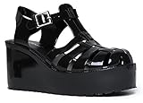 Women's Jelly Platform Comfort Shoes - Strappy Wedge Sandals By ZooShoo - Comfortable Sandals With Adjustable Ankle Strap