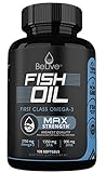 Omega 3 Fish Oil 3750mg | Max Strength EPA 1350mg + DHA 900mg | Brain Health, Immune Support, Heart Functions | First Class Omega 3-6-9 Made from Anchovies & Sardines | 135 Softgels